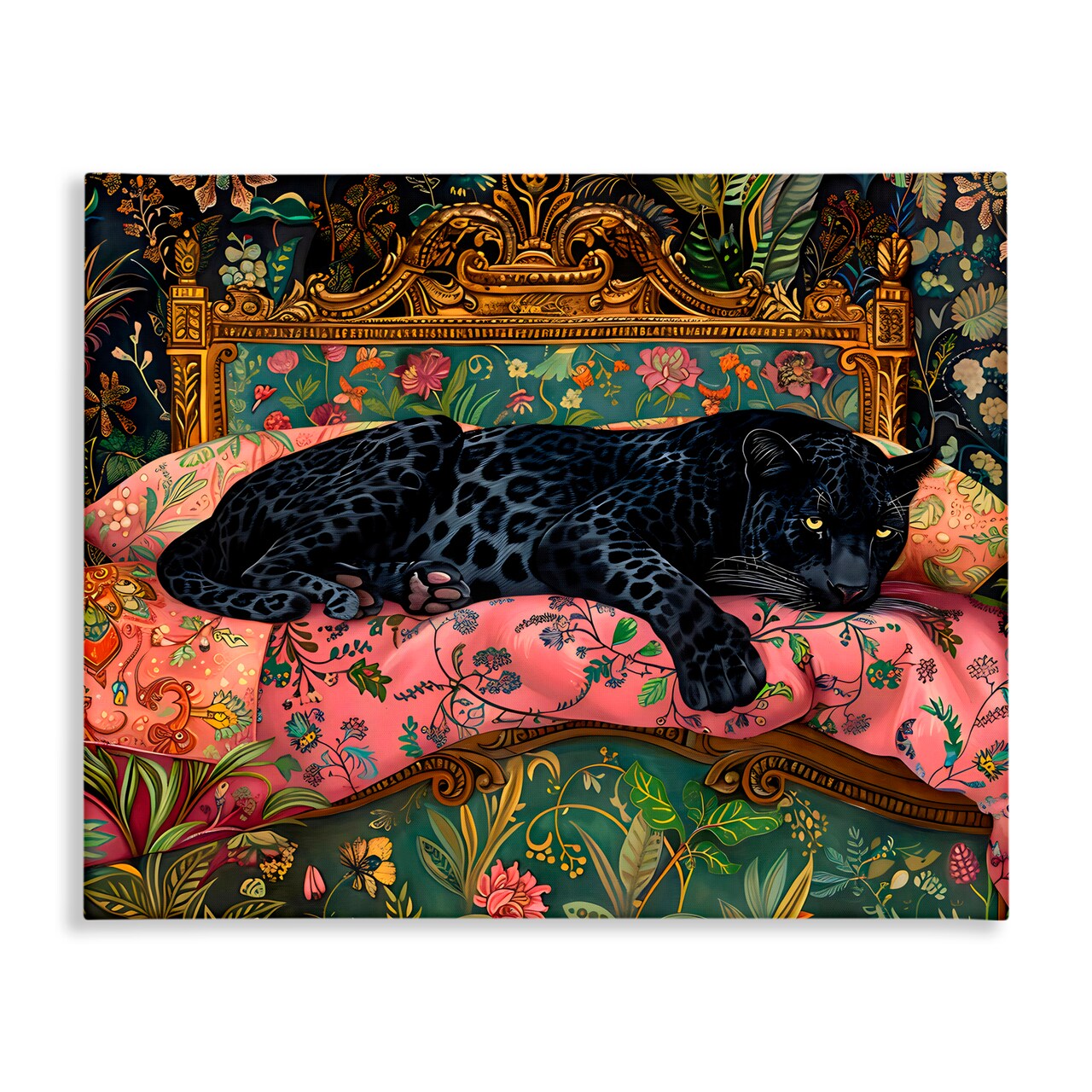 Stupell Industries Leopard Lounge on Ornate Textiles Canvas Wall Art, design by Creative Studio